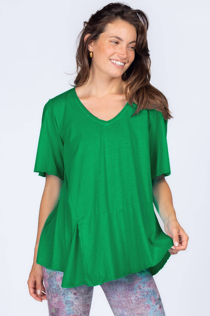 Asymmetrical Slit V Neck Jelly Bean Tunic