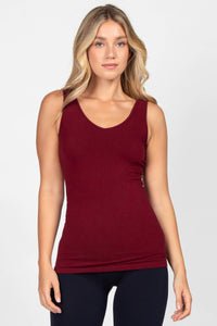 M.Rena Reversible V-Scoop Neck Burgundy Tank Top