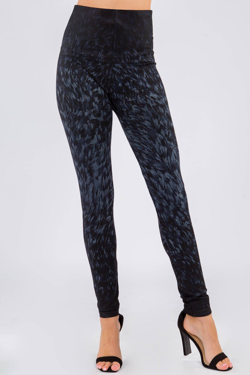 M.Rena Feathery Paint Stroke Print Pewter Legging