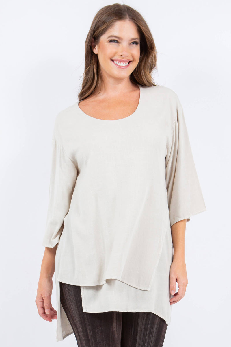 M.Rena Layered Cross-hatch Seashell Tunic