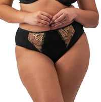 Elomi "Teagan" Black/Almond High Leg Brief