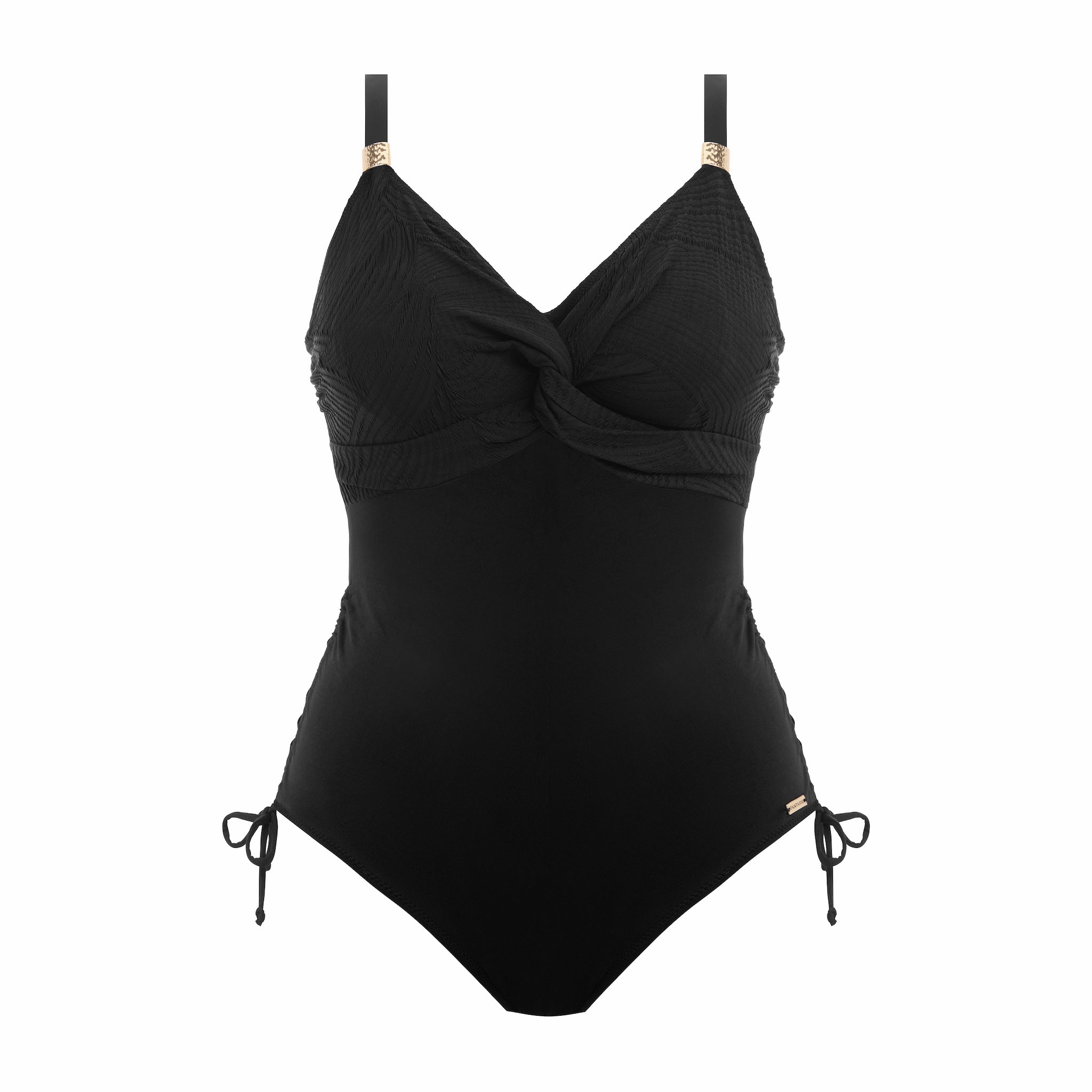 Fantasie "Ottawa" Black UW Twist Front Swimsuit with Adjustable Leg (D-GG)