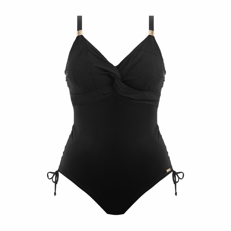 Fantasie "Ottawa" Black UW Twist Front Swimsuit with Adjustable Leg (D-GG)