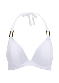 Miss Mandalay "Boudoir Beach" White UW Halter Bikini Top (D-G)