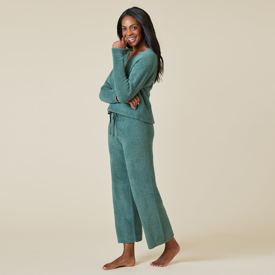 Softies Dusty Green Marshmallow V-Neck Lounge Set