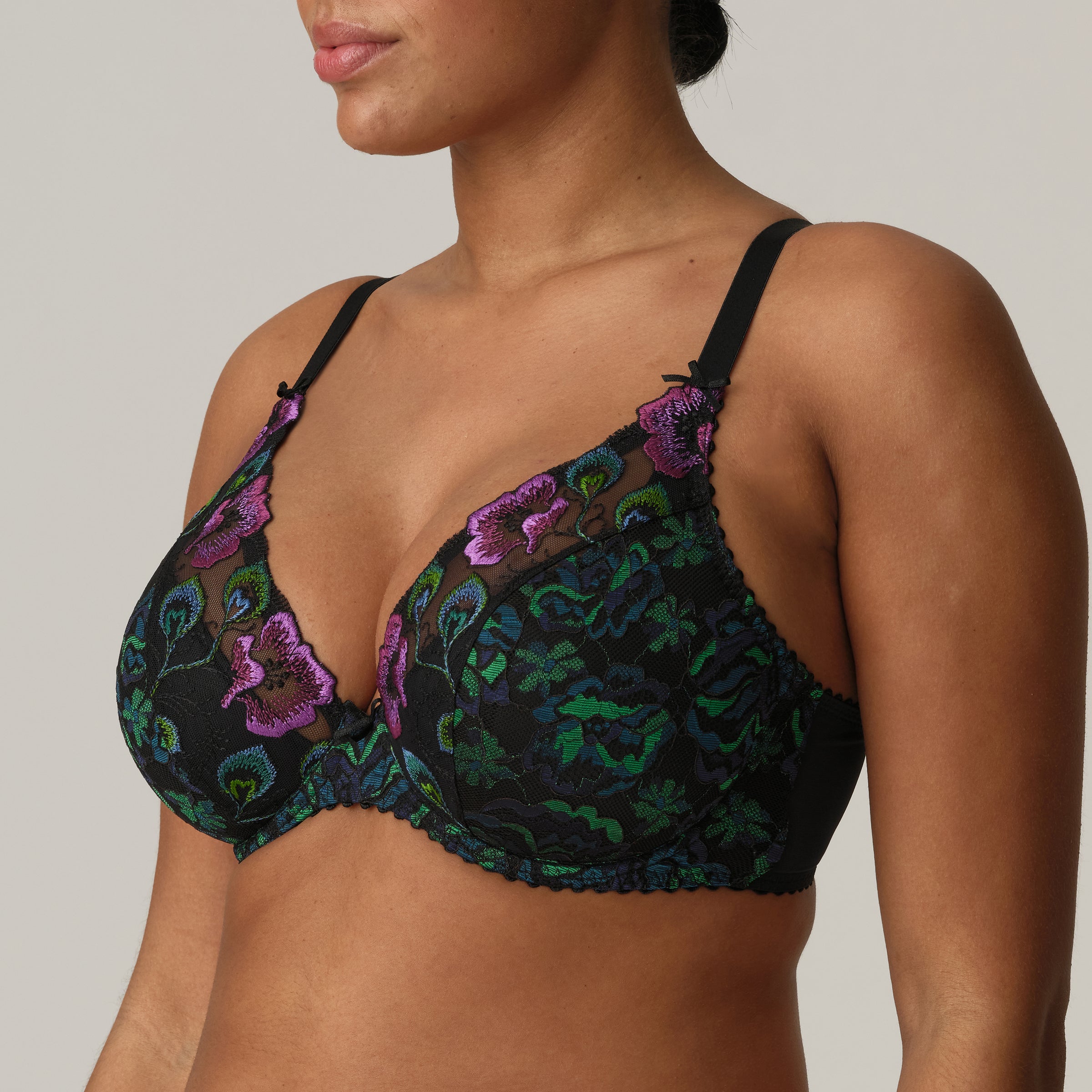 Prima Donna "San Angel" Peacock Feather UW Half Padded Plunge Bra (D-G)