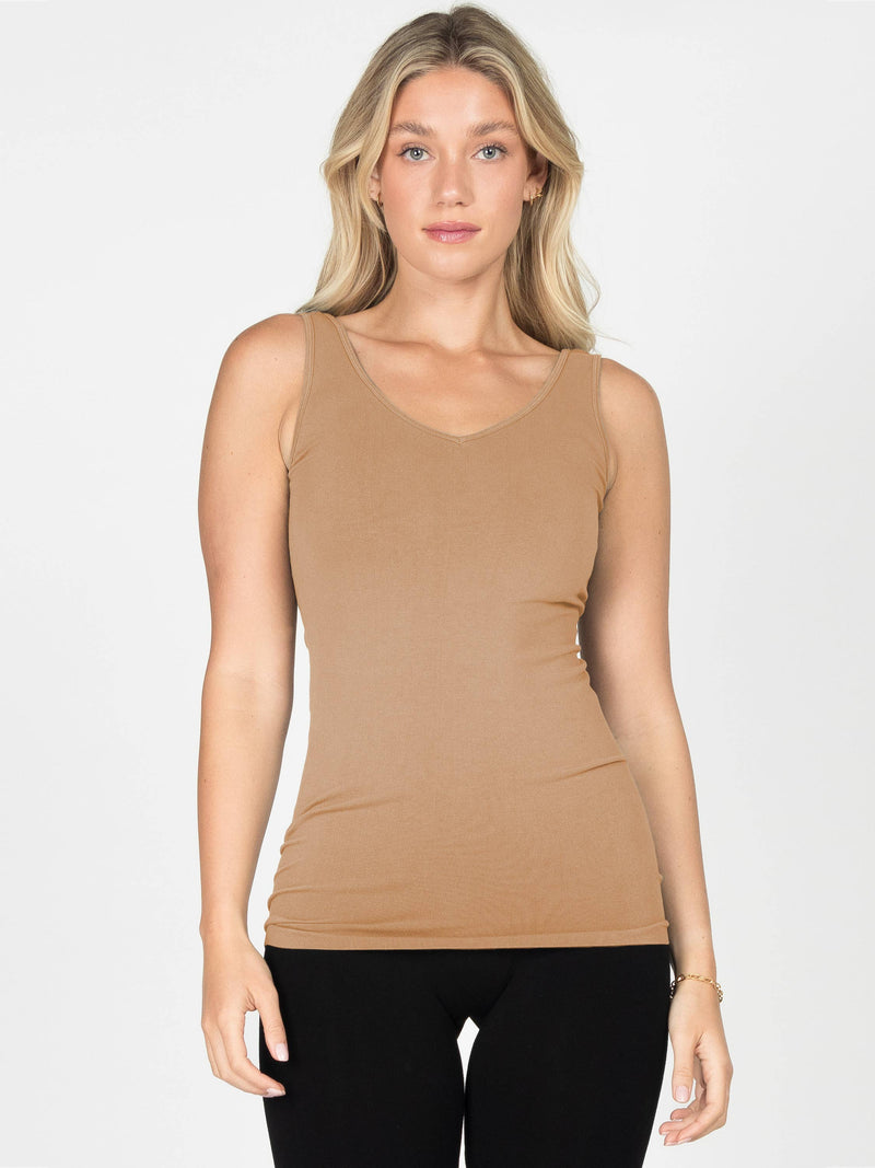 M.Rena Reversible V-Scoop Neck Tannin Tank Top